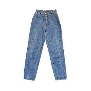 Lee Vintage Pinstripe Pleated Mom Jeans Tapered Light Wash Women’s 24